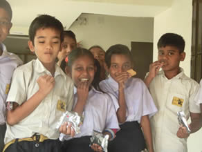 Photo-2: Children eating Euglena