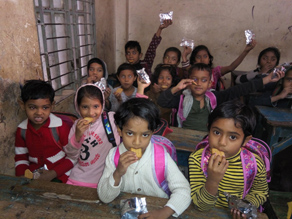 Photo-3: Children eating Euglena