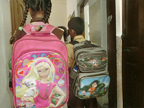 Photo-8: Children carrying character backpacks