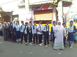 Photo-3: Children leaving school in a group