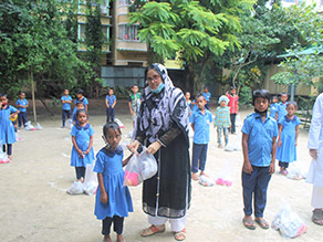 Photo-2: Principal Sultana and students