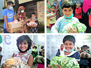 Photo-2: Cookie distribution at OBAT school in the suburbs of Dhaka