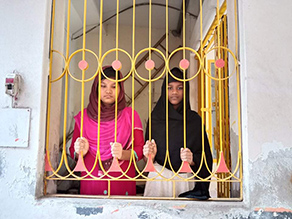 Photo-2: Cynthia-chan (left) and Shahira-chan (right) at the on-campus accommodation facility